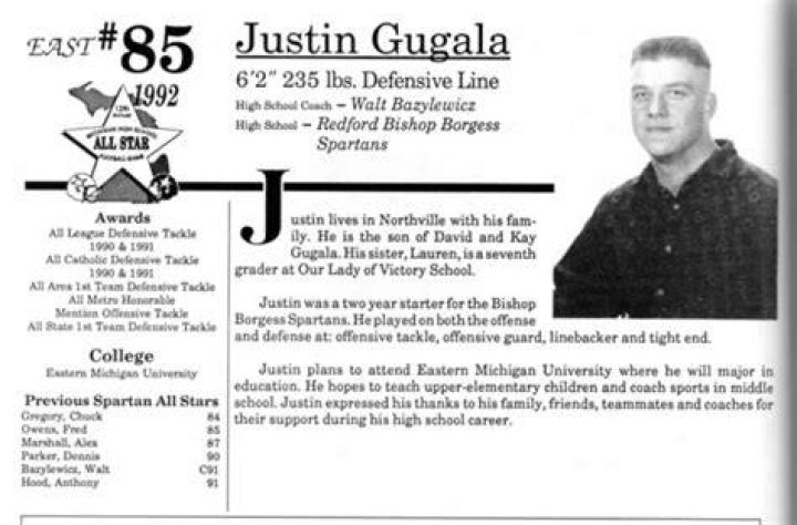 1991 Justin Gugala football Historic Images