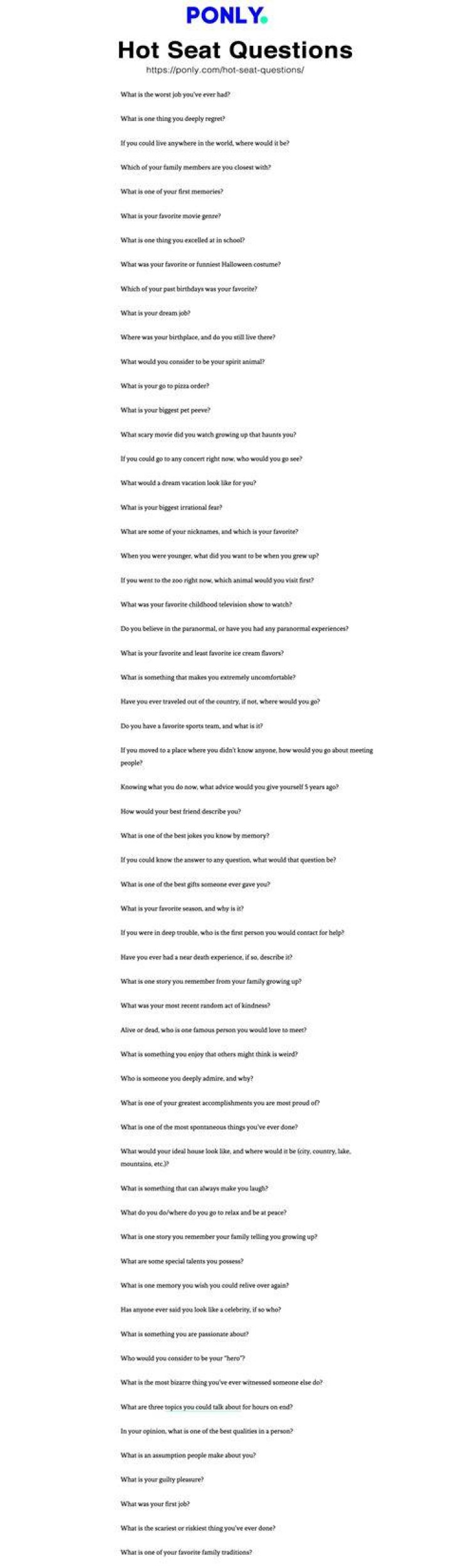 60 Very Best Hot Seat Questions 2024