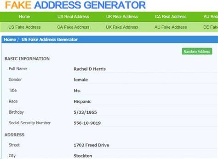 Fake Address Generator (Random US Address & Zipcode)