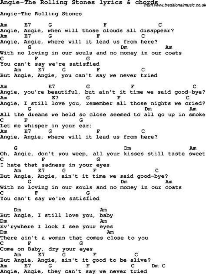 The Rolling Stones Angie (Lyrics) YouTube